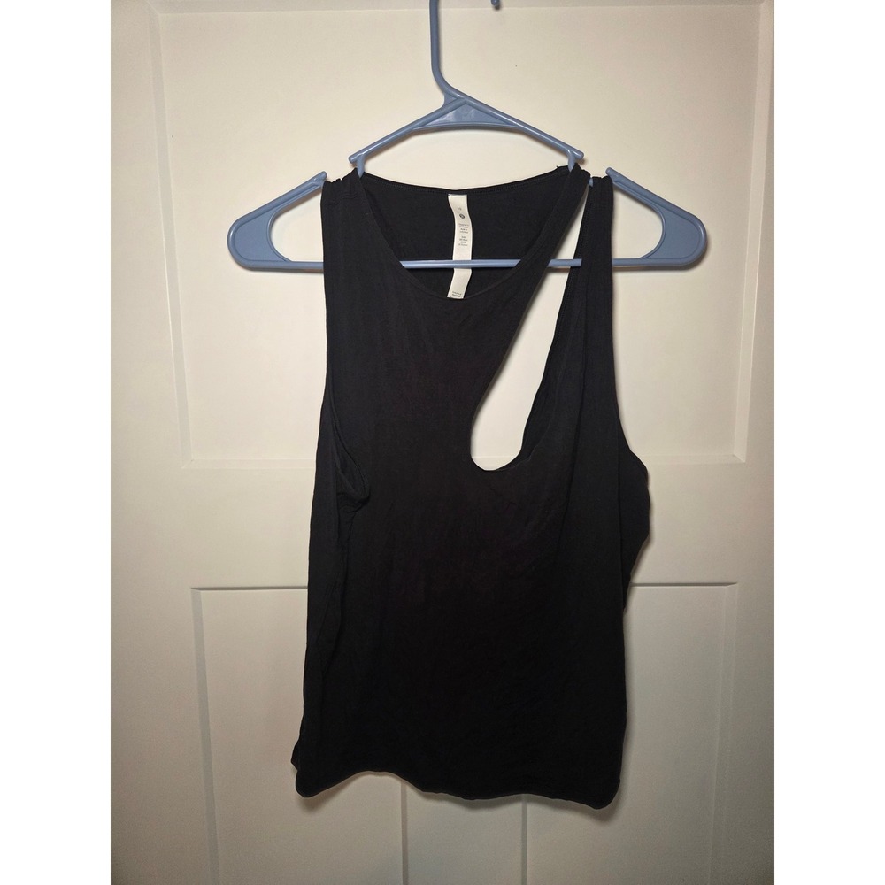 Lululemon Asymmetric Cutout Tank Top Black Modal Silk Blend Size 10